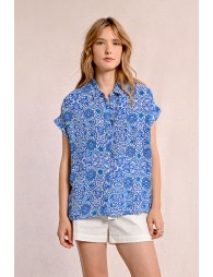 Short-sleeved blouse, printed