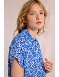 Short-sleeved blouse, printed