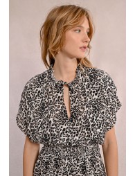 Short dress with ruffles, leopard