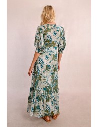 Long wrap dress with ruffles