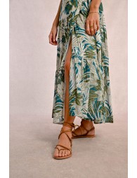 Long wrap dress with ruffles