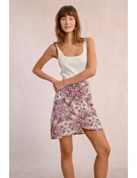 Printed pleated mini skirt