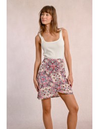 Printed pleated mini skirt