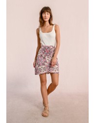 Printed pleated mini skirt