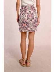 Printed pleated mini skirt