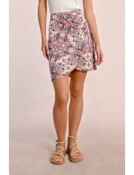 Printed pleated mini skirt