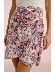 Printed pleated mini skirt