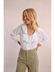 Semi-transparent ruffled blouse