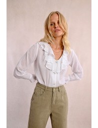 Semi-transparent ruffled blouse