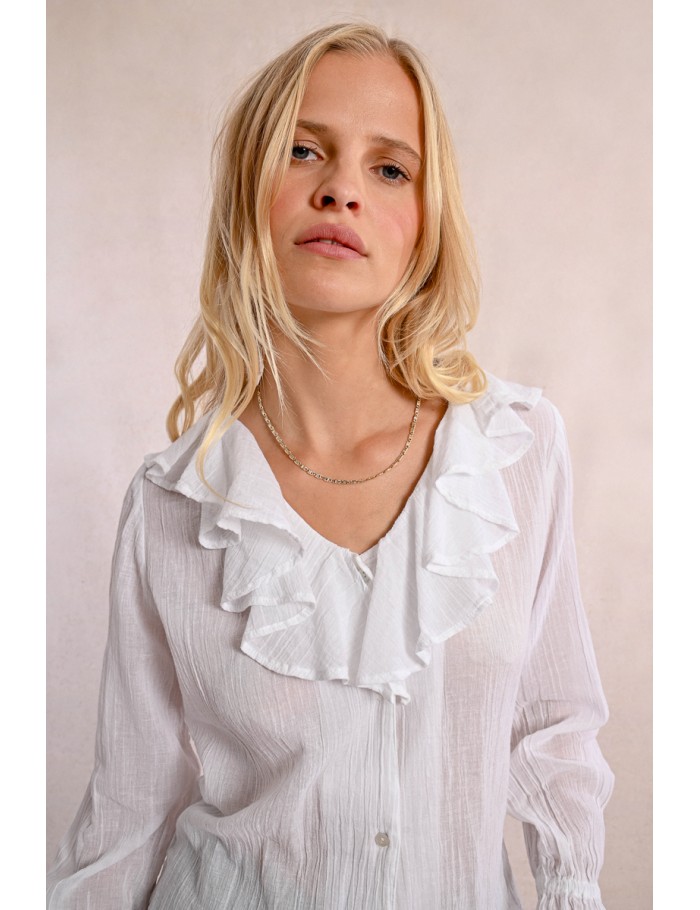 Semi-transparent ruffled blouse