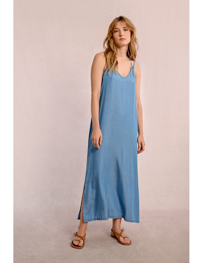 Long straight dress in Tencel