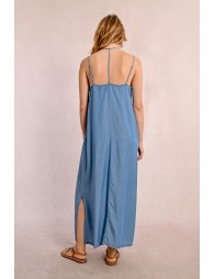 Long straight dress in Tencel