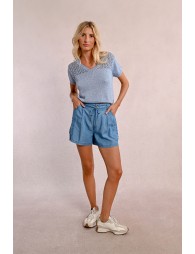 High-waisted Tencel shorts