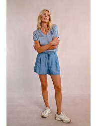 High-waisted Tencel shorts