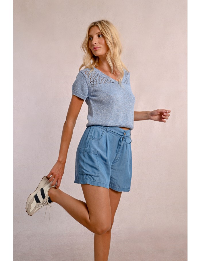 High-waisted Tencel shorts