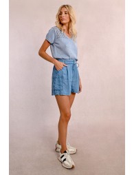 High-waisted Tencel shorts