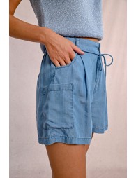 High-waisted Tencel shorts