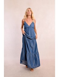 Long ruffled Tencel dress