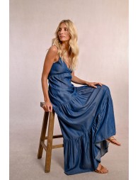 Long ruffled Tencel dress