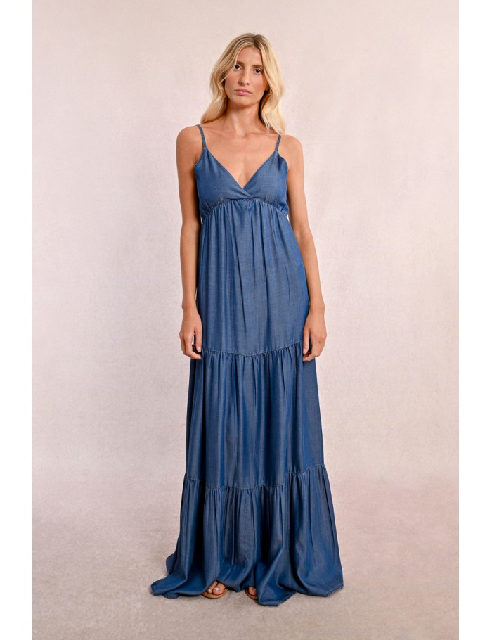 Long ruffled Tencel dress