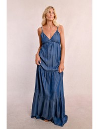 Long ruffled Tencel dress