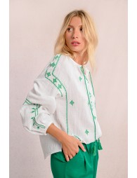 Blouse en popeline brodé