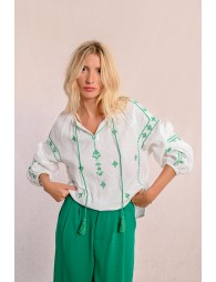 Blouse en popeline brodé