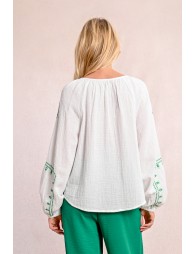 Blouse en popeline brodé