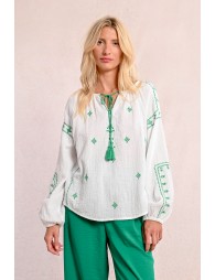 Embroidered poplin blouse