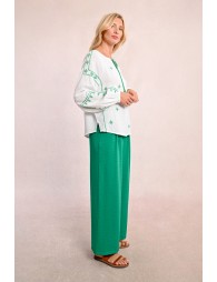 Embroidered poplin blouse