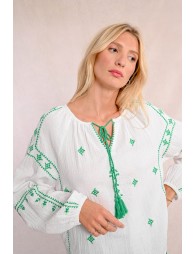 Blouse en popeline brodé