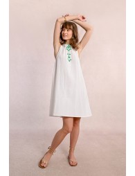 Short embroidered poplin dress