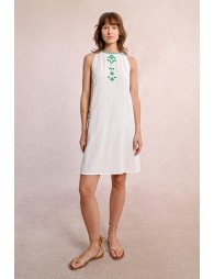 Short embroidered poplin dress