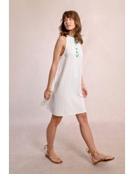 Robe courte en popeline brodé