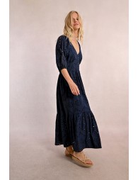 Long openwork embroidery dress