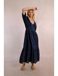 Long openwork embroidery dress