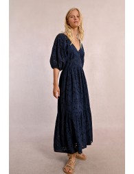 Long openwork embroidery dress