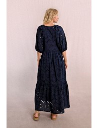 Long openwork embroidery dress