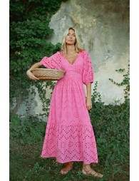 Long openwork embroidery dress