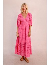 Long openwork embroidery dress