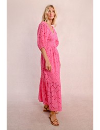 Long openwork embroidery dress