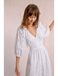 Long openwork embroidery dress