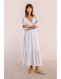 Long openwork embroidery dress