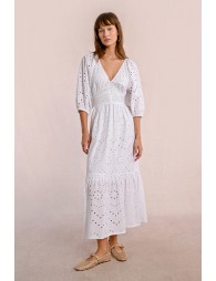 Long openwork embroidery dress