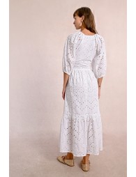 Long openwork embroidery dress