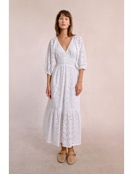 Long openwork embroidery dress