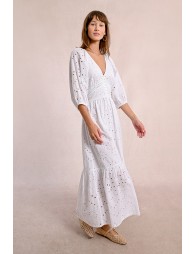 Long openwork embroidery dress