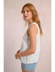 Embroidered poplin top