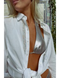 Long shirt with rhinestone details