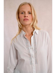 Long shirt with rhinestone details